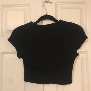 Ribbed Black Crop Top